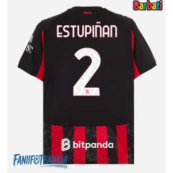 AC Milan Pervis Estupinan #2 Tricou Fotbal Replică 2025-26 Barbati Acasa